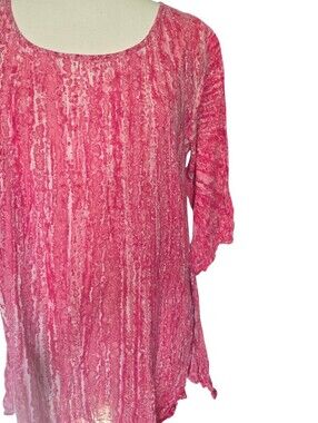 Windhorse Colorful Pink Scoop-Neck Tunic - L/XL